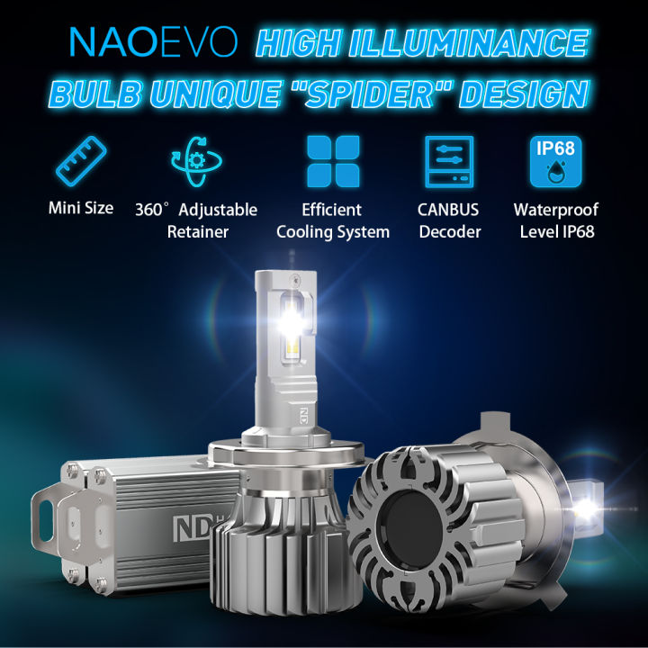 NAOEVO H7 Led Bulb Canbus 140W 16800LM H4 HiLo Beam 6500k Car LED Headlight  HB4 9006 H11 H3 9012 Fog Light Bulbs 12V Auto Parts