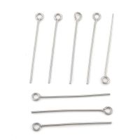 200pc 304 Stainless Steel Eye Pin Stainless Steel Color 30mm Hole: 2mm Pin: 0.7mm