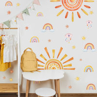 2pcs Creative Rainbow Sun Star Cartoon Wall Stickers Background Wall Living Room Home Decorative Wall Stickers Wallpaper Ms6243