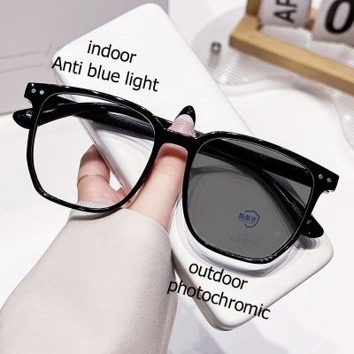 Ultra light large frame glasses for women Korean Fashion Style Oversized Photochromic at anti Radiation Square Clear Frame Eyeglasses