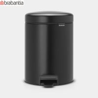 Brabantia ถังขยะ สแตนเลส แบบเหยียบ 5ลิตร Pedal Bin New Icon 5L, Matt Black