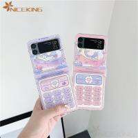 เคสสำหรับ Samsung Galaxy โทรศัพท์ฝาพับ3 4 5G พลาสติกแข็งหรูหรารูปการ์ตูนน่ารักสำหรับ Samsung Z Flip3เคส Flip4