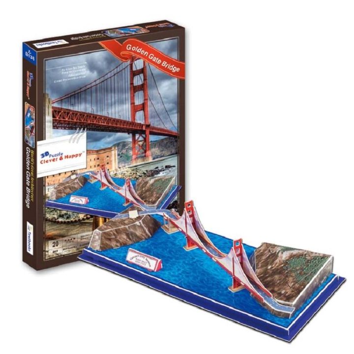 3D เกมปริศนากระดาษ Building ของเล่นโมเดล En Gate Bridge ซานฟรานซิสโกสหรัฐอเมริกาของขวัญวันเกิดสถาปัตยกรรมที่มีชื่อเสียงโลก