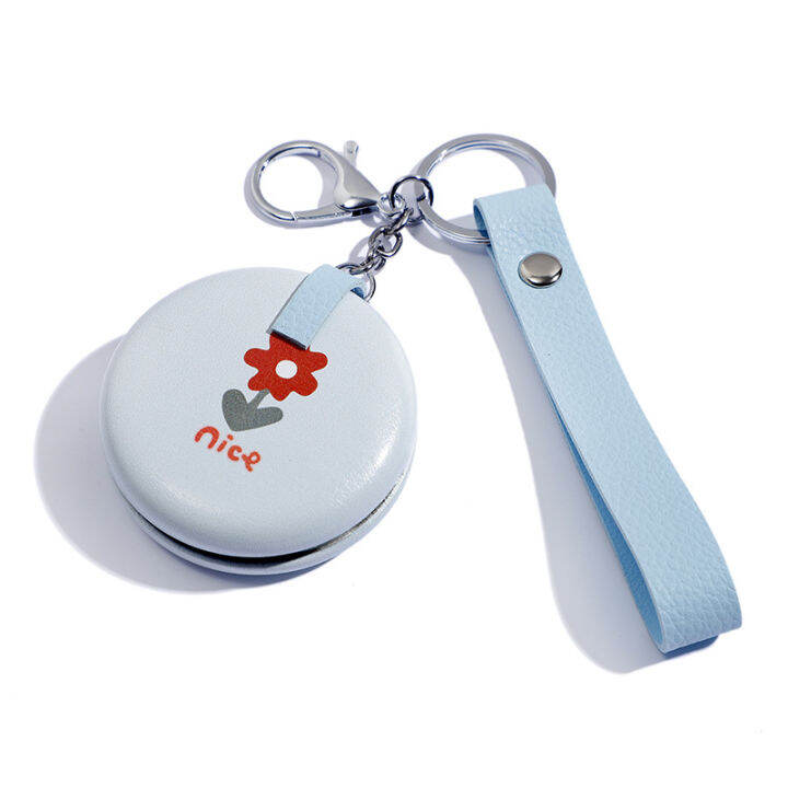 cosmetic-mirror-pu-leather-mirror-handheld-makeup-mirror-cute-folding-mirror-small-round-mirror-keychain-mirror