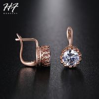 Crown Style Wedding Earrings For Women Rose Gold Color Vintage Shiny Cubic Zircon Crystal Jewelry Women 39;s Earing E610 E611