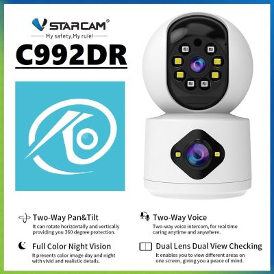 Vstarcam CS992DR (เลนส์คู่) ความละเอียด 2.0 MP (1296P) กล้องวงจรปิดไร้สาย ภาพสี มีAI+ คนตรวจจับสัญญาณเตือน Outdoor Cam