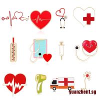 【Yuanzhen1】Brooches Pins Enamel Stethoscope Heartbeat Shape Brooch Gift for Do