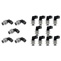 5 Pcs Bulkhead Elbow Black Pneumatic Quick Connect