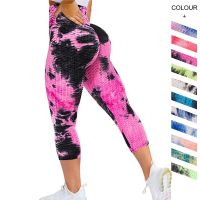 Print Women Capri Yoga Pants Sport leggings Scrunch Butt Gym Workout Tights High Waist Fitness Running Athletic Trousers