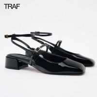 TRAF Women High heels Mary Jane Shoes for Women Pumps Chunky Strappy Black Square toe Heels Lolita Slingback Heels Cute Shoes