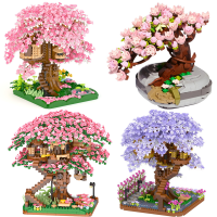 Mini Sakura Tree House Build Block City Street View Cherry Blossom Model Building Blocks DIY Toys for Children toy toy FOR GIFT