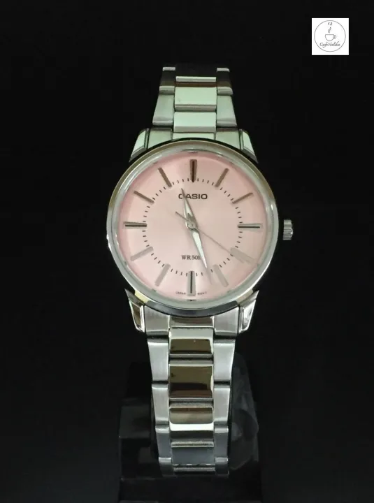 นาฬิกาข้อมือผู้หญิง  Casio  รุ่น LTP-1303D-4AVDF ตัวเรือนและสายสแตนเลสสตีล หน้าปัทม์สีชมพู ของแท้ 100% CafeNalika