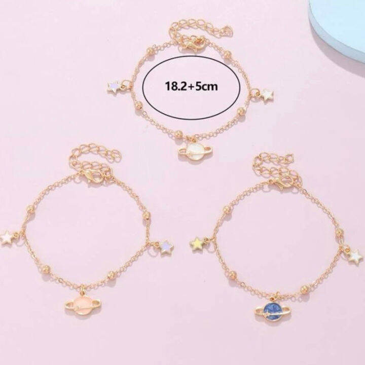 พร้อมส่ง-สร้อยข้อมือตกแต่งอวกาศ-ดาวเสาร์-และดวงดาว-มี-3-สีให้เลือก-bl020-bl012