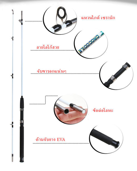 คันเบ็ดตกปลา-อุปกรณ์ตกปลา-คันสปิน-คันเบส-crocodile-คันตัน-2-ท่อน-wt-100-200g-คันสปินนิ่ง-คันตกปลาใหญ่-หมายธรรมชาติ-บ่อ-คันตกปลาหน้าดิน-คันชิงหลิว