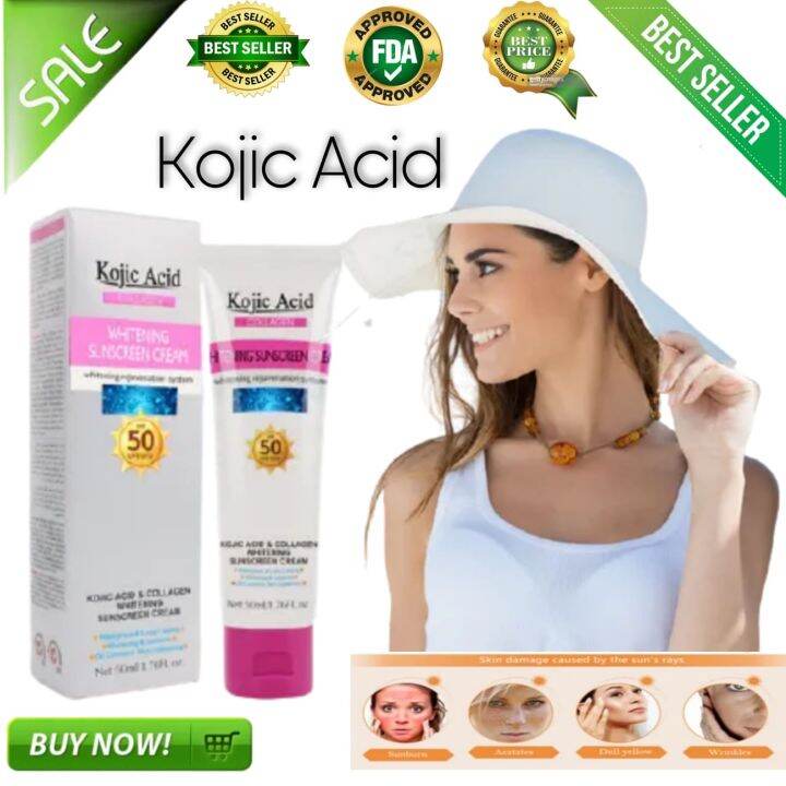 Original Kojic Acid Collagen Whitening Sunscreen Cream Face Whole Body Oil Control Waterproof 1921