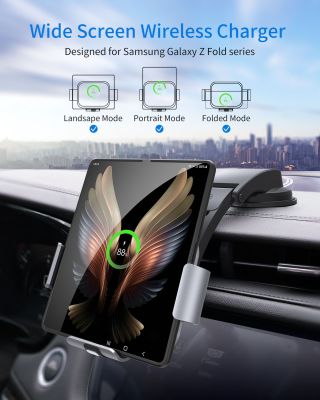 อุปกรณ์ชาร์จแบบไร้สายคู่ที่วางโทรศัพท์ในรถขาตั้งรถชาร์จเร็วสำหรับโทรศัพท์แบบพับได้14 13 12 Galaxy Z Z Fold 4 3