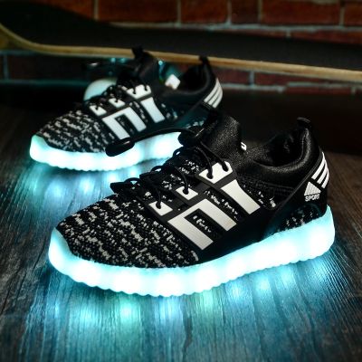 New Kids USB Luminous Sneakers Glowing Children Lights Up Shoes With Led Slippers Girls Illuminated Krasovki Footwear Boys