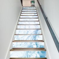 6pcs/13pcs Fresh Marble Lines Staircase Sticker PVC Stair Wallpaper Decals DIY Self-adhesive Vinyl Mural Stairway Decor Posters