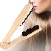 Straightening Comb V Shape Double Sided Hair Brush Clamp Hairdressing Natural Fibres Bristle Hair Comb Hairstylig Tool