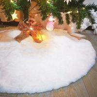 78/90/122cm White Rabbit Fleece Snowflake Christmas Tree Skirt Wool Tree Skirt Xmas Tree New Year Navidad Apron Home Decor 2022