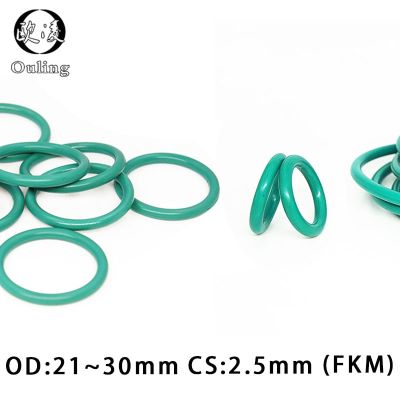 5PC Fluorine rubber Ring Green FKM O ring Seal OD21/22/23/24/25/26/27/28/29/30*2.5mm Thickness Rubber O-Ring Oil Gaskets Washer Gas Stove Parts Access