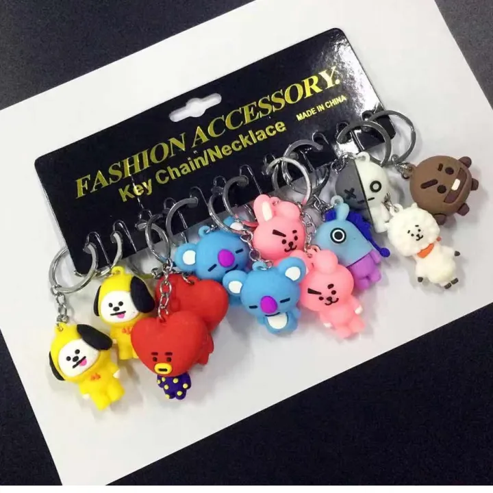 12 Pieces Rubber BTS BT21 Key Charm Keychain with different Designs ...