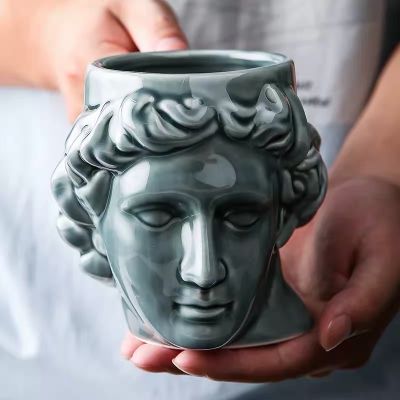 【High-end cups】 สร้างสรรค์ถ้วยนมเซรามิกกาแฟ CupAncient กรีก Apollo เดวิดหัวถ้วยแก้วประติมากรรมโรมันถ้วยเดวิดถ้วยน้ำ
