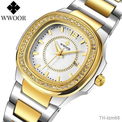 ⌚ นาฬิกา WWOOR hold love section steel band set auger ladies watch fashion quartz water-resistant