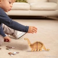 ▤ﺴ Banco animal de madeira personalizado piggy dinosaur bank grande capacidade moeda caixa poupança dinheiro recipiente decoração para presentes aniversário