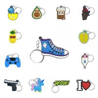 50PCS PVC hot sale key ring cartoon key chain pendants fit women men bag car key holder accessories kids birthday Christmas gift