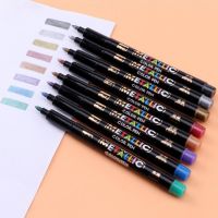 8Pcs/Box Metallic Pen Multicolor Smudges Resistant Plastic Highly Pigmented Marker Pens Set for Studyroom