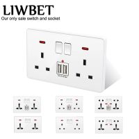 LIWBET เต้ารับติดผนัง6ขา/10ขาสีขาวและซ็อกเก็ต USB แผงพลาสติกและซ็อกเก็ต Type-C