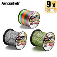 Ashconfish 9เส้น2000เมตรเอ็นตกปลาถัก PE ลายเส้น15-110LB X9หลากสี