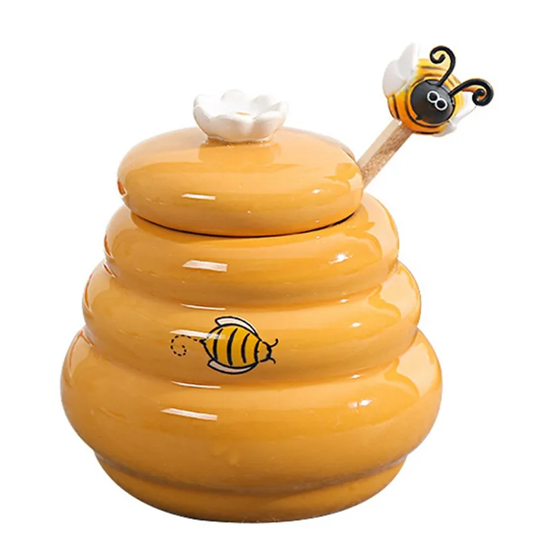 Ceramic Beehive Honey Pot And Wooden Dipper, Miniceramic With Dipper 最大