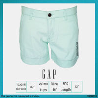 USED Gap - Light Teal Denim Shorts | กางเกงขาสั้นสีฟ้า สีเขียว เอวปกติ กางเกงยีนส์ สีพื้น สายฝอ สาวอวบ แท้ มือสอง