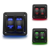 2 Gang Rocker Switch Panel Light Toggle Circuit Breaker Protector LED Switch for Car Auto Truck Caravan Marine