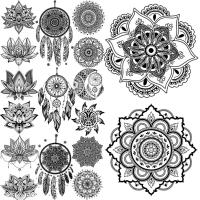 Black Henna Mandala Temporary Tattoos For Women Men Dream Catcher Lotus Dream Catcher Fake Tattoo Sticker Back Chest Tatoos Stickers