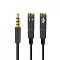 Flexible 3.5mm Audio Cable Headphone AUX Y Splitter Mic Adapter Audio Cable 1 Male to 2 Female Microphone Cord Microphone Mixer