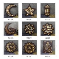 Ramadan Decors 2023 LED Light EID Mubarak Wooden Pendant Ramadan Decoration Moon Star Lantern Islamic Muslim Deco Festival Decor