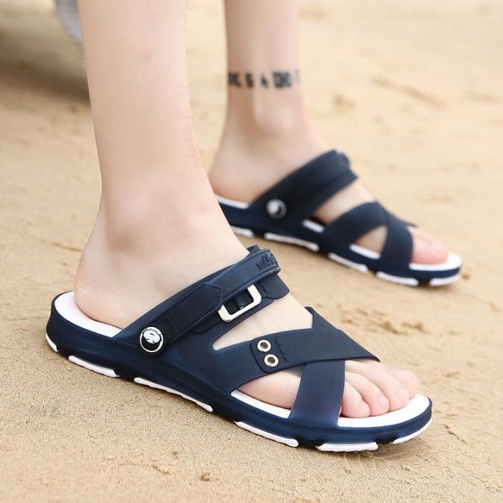 ขายดีที่สุด-ioztt2023-cresfimix-sandalias-male-high-quality-light-weight-black-peep-toe-skid-beach-sandals-men-cool-style-summer-a6320