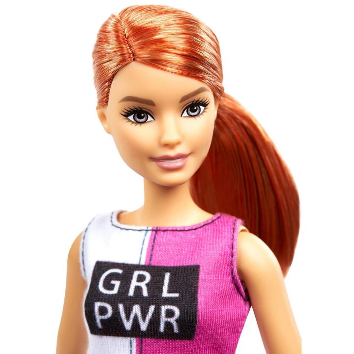 fitness-barbie-ตุ๊กตาออกกำลังกายผมสีแดงกับลูกสุนัขและอุปกรณ์เสริม9อย่างรวมถึงเสื่อโยคะพร้อมสายคล้องฮูลาฮูปและ-kids-toys