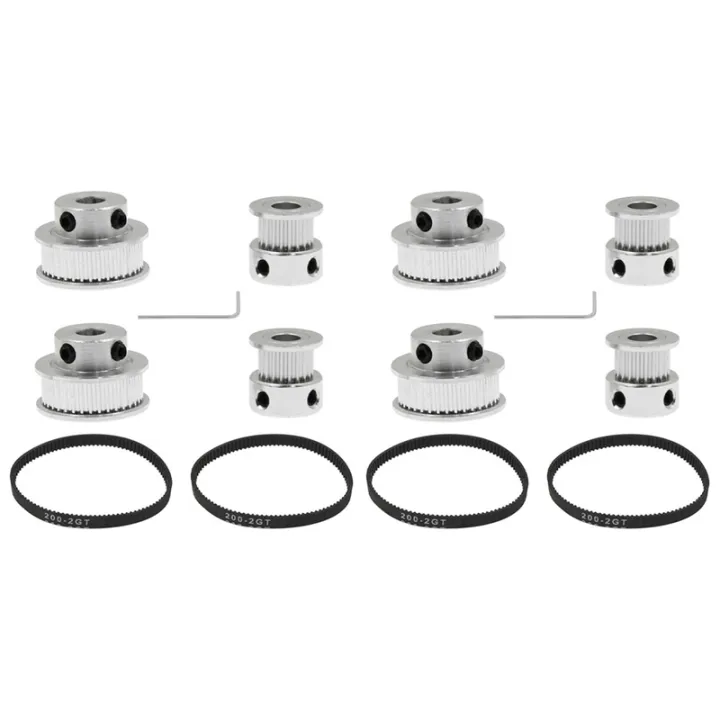 4 Sets GT2 Timing Belt Idler Pulley Aluminum Synchronous Wheel Kit for