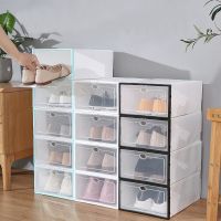 Shoe Box Transparent Thickened Dustproof Shoe Storage Boxes Stackable Plastic Clear Folding Cabinet Drawer Shoes Organizers Rack