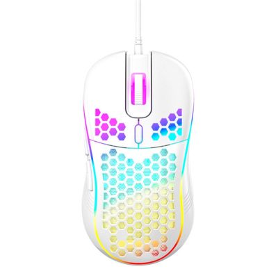 Highend Mouse Gaming RGB แบบมีสาย USB น้ำหนักเบา7200DPI ปลอกรังผึ้งออกแบบตามหลักสรีรศาสตร์สำหรับคอมพิวเตอร์พีซีตั้งโต๊ะสีดำสีขาวสีชมพูใหม่