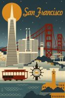 ☑ VINTAGE Travel ซานฟรานซิสโก Golden Gate Bridge Art ฟิล์มพิมพ์ผ้าไหมโปสเตอร์ Home Wall Decor 24x36inch