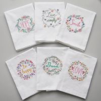 1Pc Cotton White Flower Embroidered Wine Glass Towel Home Fabric Napkin Kitchen Dish Cleaning Cloth 45x65cm