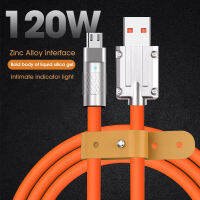 120W 4A USB โลหะผสมสังกะสี Fast Charging Micro Data Transfer Cable Liquid Soft Silica Gel สายชาร์จ Bold Data Line 1M/2M