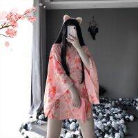 Sexy Sakura Kimono Lovely Japanese Uniform Robe Floral Bathrobe Short Kimono Robe Night Bathrobe Fashion Dress Gowns