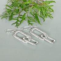 Sterling silver and cubic zirconia link earrings | Pretty ear danglers | Cz earrings | E1056