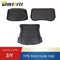 Plain TPE Frunk Mat &amp; Sub-Trunk Tray For Tesla Model Y/3 2017-2022 Cargo Liners Front &amp; Rear Lower Trunk Carpet Car Boot Mat Cables